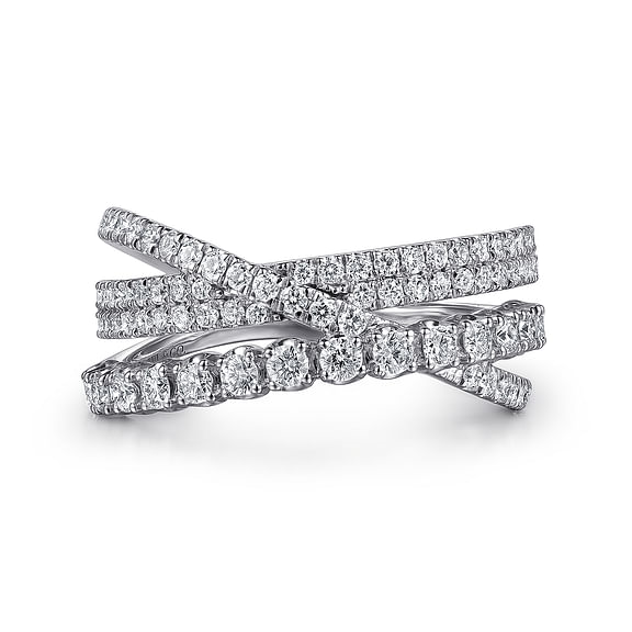 G&c .79ctw 14k Wg Diamond Crossover Fashion Ring Serial #s1965527 G-i Vs1-vs2 itemprop=