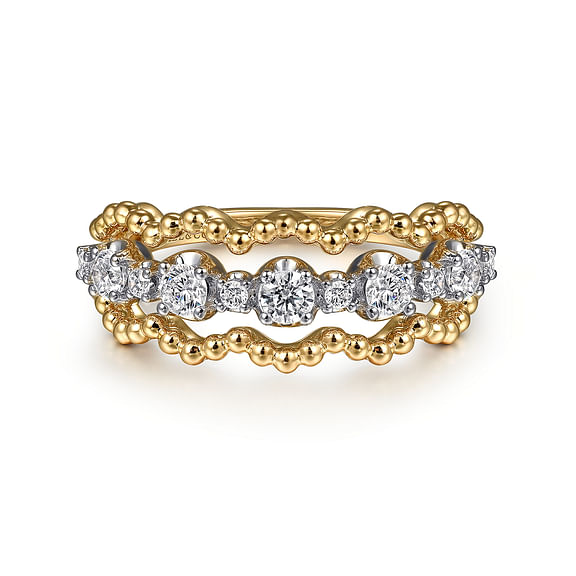 G&c .52cttw 14kt Yg Bujukan And Diamond Negative Space 3 Row Fashion Band Serial #s1965526 itemprop=