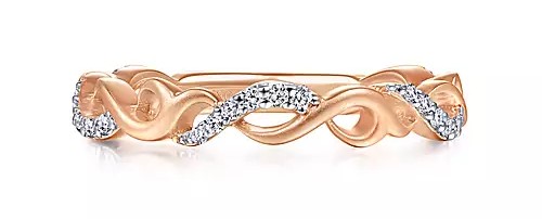 G&c .16cttw 14k Rg Twisted Stackable Diamond Ring Serial #s2006250  G-i Vs1-vs2