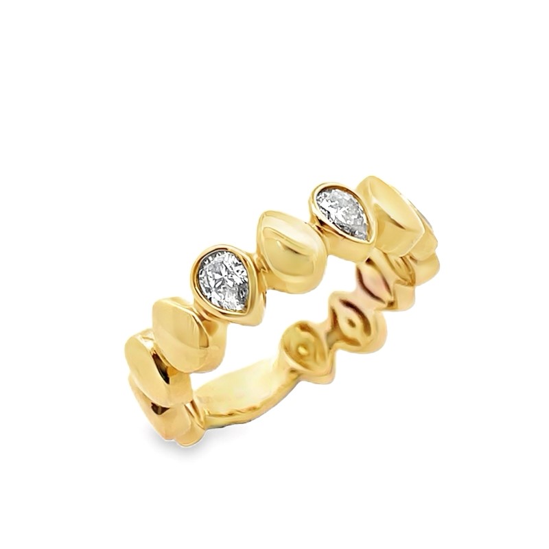 14k Yellow Gold Pear Shape Diamond Band .45 Ctw