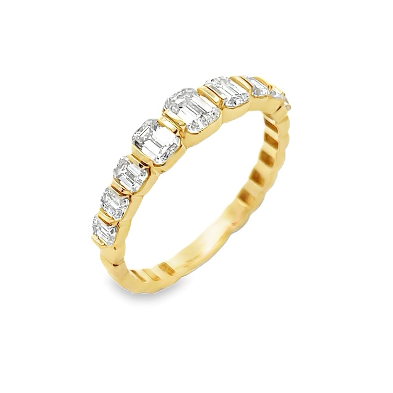 14k Yellow Gold Emerald Cut Diamond Band 1.03 Ctw