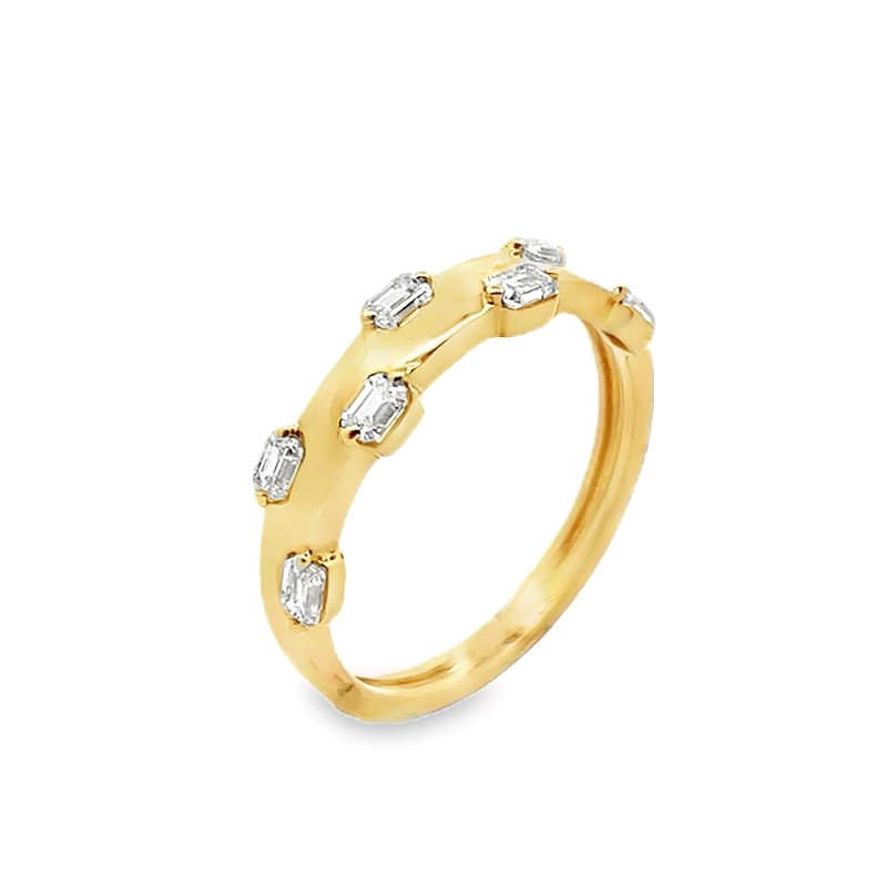 14k Yellow Gold Emerald Cut Diamond Band .51 Ctw