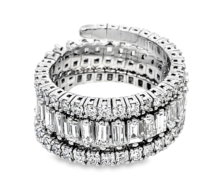 2.41cttw 18k Wg Baguette & Round Diamond Flexible Fashion Band Style Ring F-i Vs1-i1 itemprop=