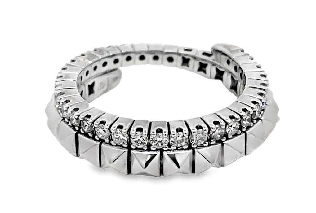 14k White Gold Flexible Pyramid Motif Diamond Ring .50 Ctw