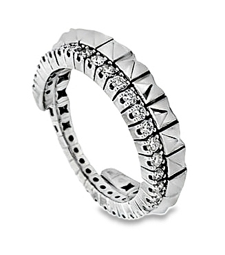 14k White Gold Flexible Pyramid Motif Diamond Ring .50 Ctw