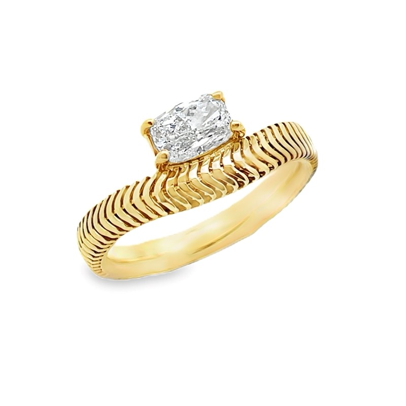 18k Yellow Gold Cushion Diamond Solitaire Ring .70 Ctw