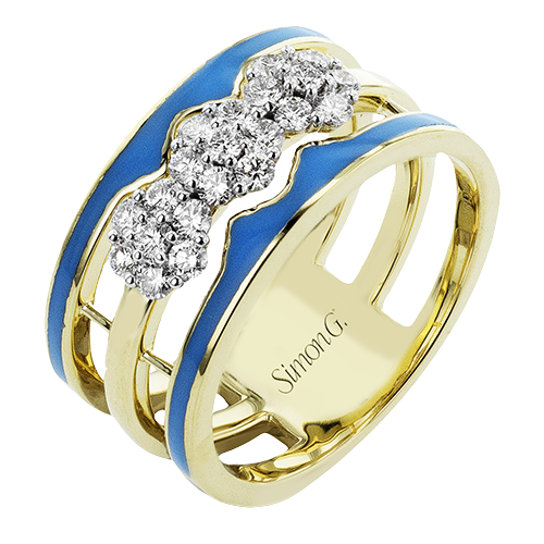 Simon G. .53cttw 18k Yg Dia Cluster & Blue Enamel Fashion Ring F-h Vs1-vs2 Serial# 808710 itemprop=