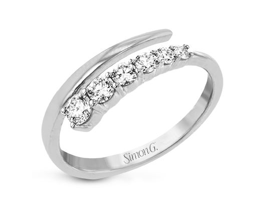 18k White Gold Bypass Diamond Ring .37 Ctw