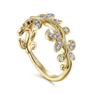 G&c .20cttw 14kt Yg Floral Filigree Dia Band Style Ring Serial # S2051248 G-h Vs1-si1