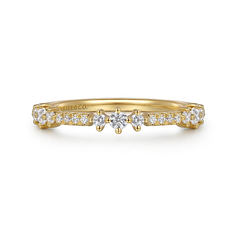 14k Yellow Gold Diamond Stackable Band .23 Ctw