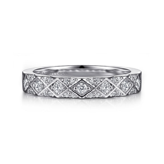 G&c .27ctw 14k Wg Geometric Diamond Stackable Ring Serial# S2042479 G-i Vs1-si1