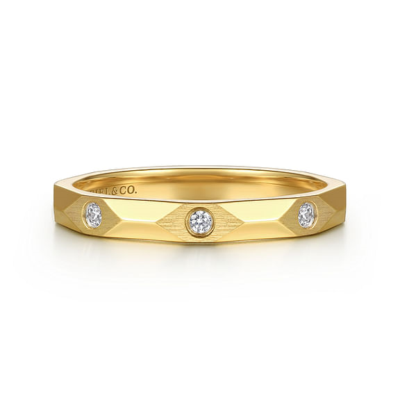 G&c .04cttw 14k Yg Diamond Stackable Faceted Ring Serial# S2083053 G-h Vs2-si1