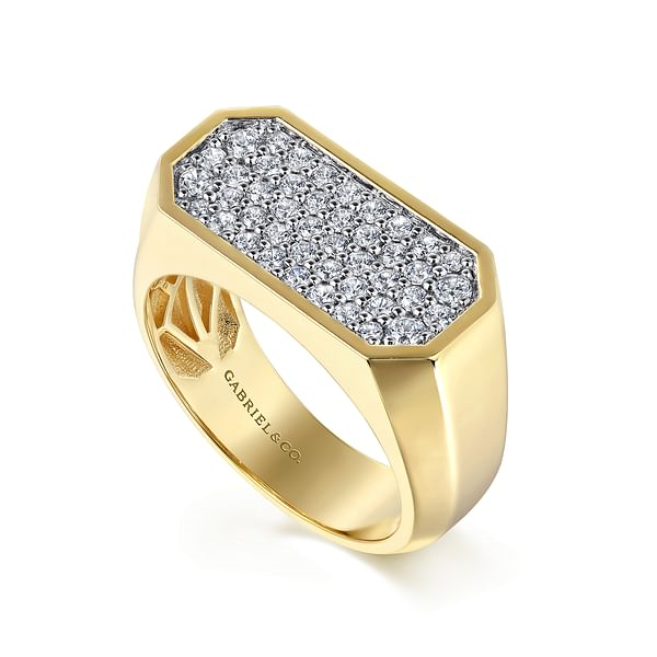 G&c .85cttw 14kt Yg Diamond Pave Mens Ring With Bright Polished Finish F-h Vs1-si1 Serial #s2082890 itemprop=
