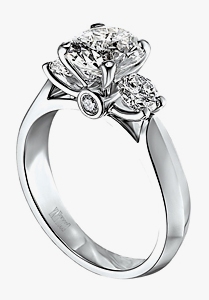 Cz Center .28dtw Platinum 3-stone Semi Mounting For 1ct Size 7 Vs G-h