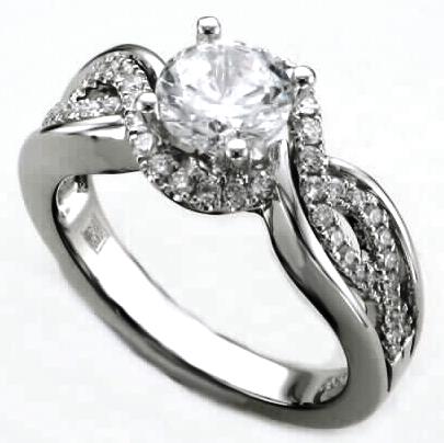 Cz Center .35ctw 14kw Diamond Infinity Semi Mounting For 1ct Center Size 6.25 G-h Vs1-si1