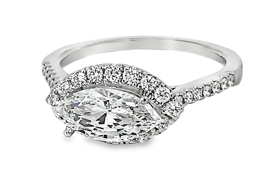 Cz Center .31dtw 14kw East/west Halo For .75ct Center G-h Vs1-si1