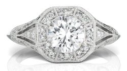 Cz Center.26dtw 14kw Diamond Semi Mounting For .90ct Center Size 6 G-i Si2-i1