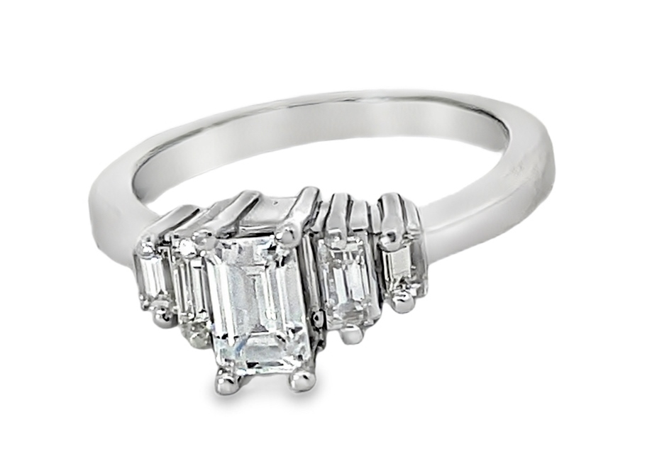 Cz Center.39dtw 14kw Baguette Diamond Semi Mounting For A .50ctr Size 7 H-j Vs-si