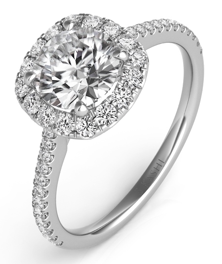 Cz Center .35cttw 14kt Wg Diamond Halo Semi Mount For A 1.0ct Round Center G-i Vs1-si1