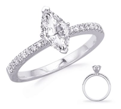 .16cttw 14kt Wg Diamond Semi Mount For .50ct Marquise Ctr Vs1-si1 G-i