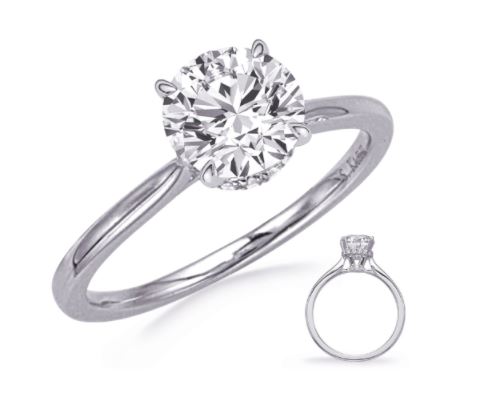 Cz Ctr .06cttw 14kt Wg Diamond Semi Mount For .50ct Round Ctr G-h Vs1-vs2