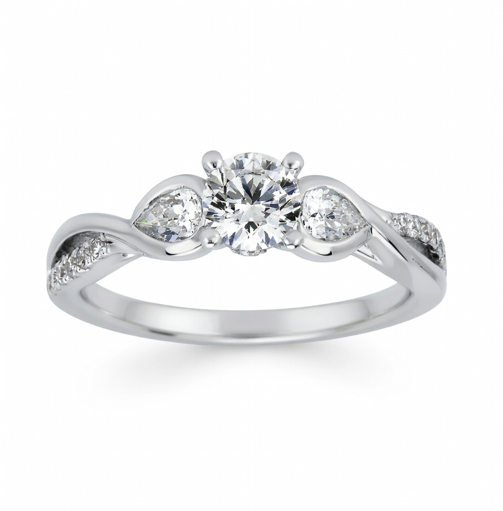 14k White Gold Cross Over Ring Setting itemprop=