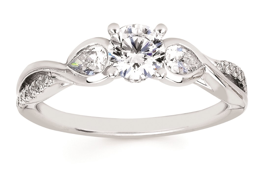 .36cttw Cz Center 14kt Wg Twisted Diamond Semi Mount For .50ct Ctr G-i Vs1-si1