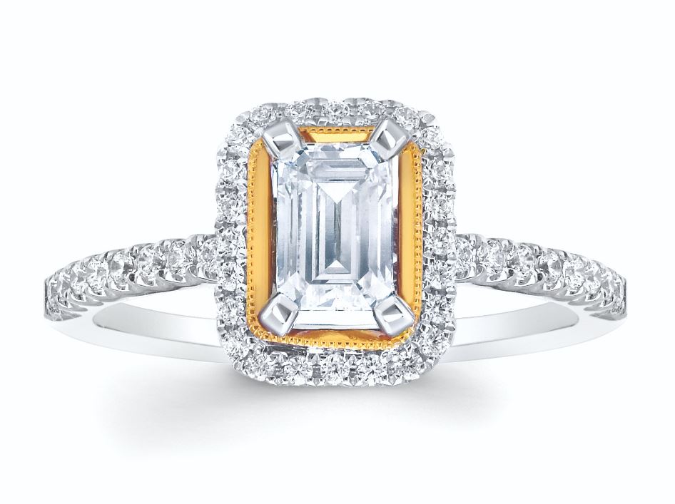 Cz Center .25cttw 14k Wg/yg Ec Dia Halo Semi Mounting For .60ct Center Size 6.5 G-i Vs1-si1