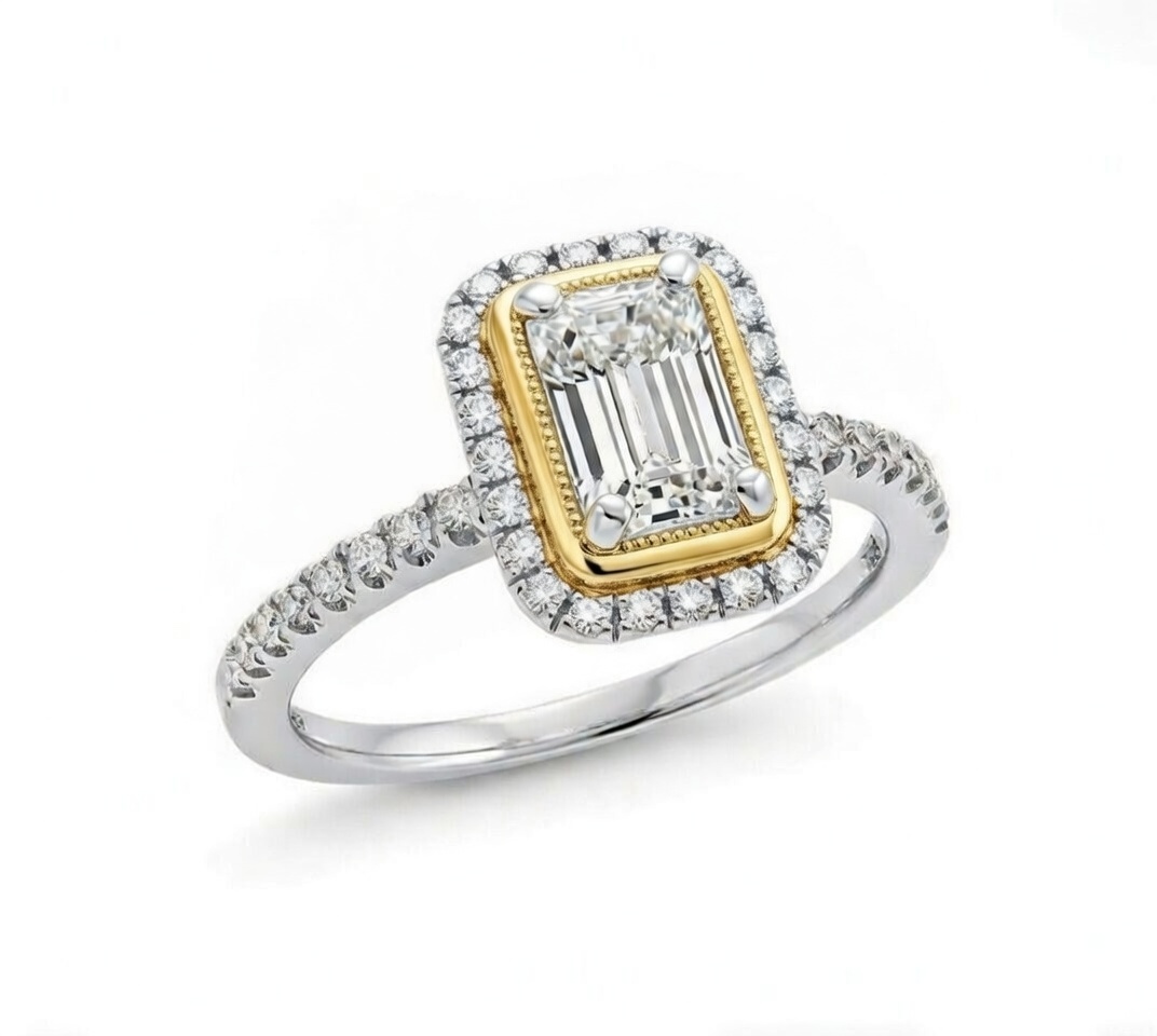 14k White Gold Cushion Halo Ring Setting itemprop=