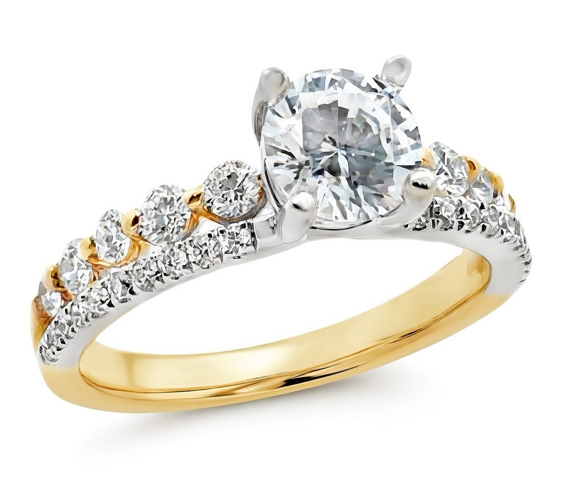 14k Yellow And White Gold Straight Prong Ring Setting itemprop=