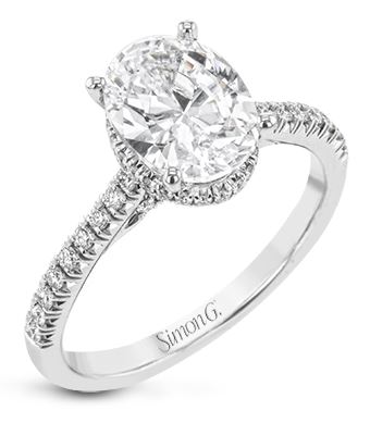Simon G. Cz Ctr .32 Cttw 18kt Wg Oval Diamond Semi Mounting For 1.00ctr Oval F-h Vs1-vs2 Serial #748235 itemprop=