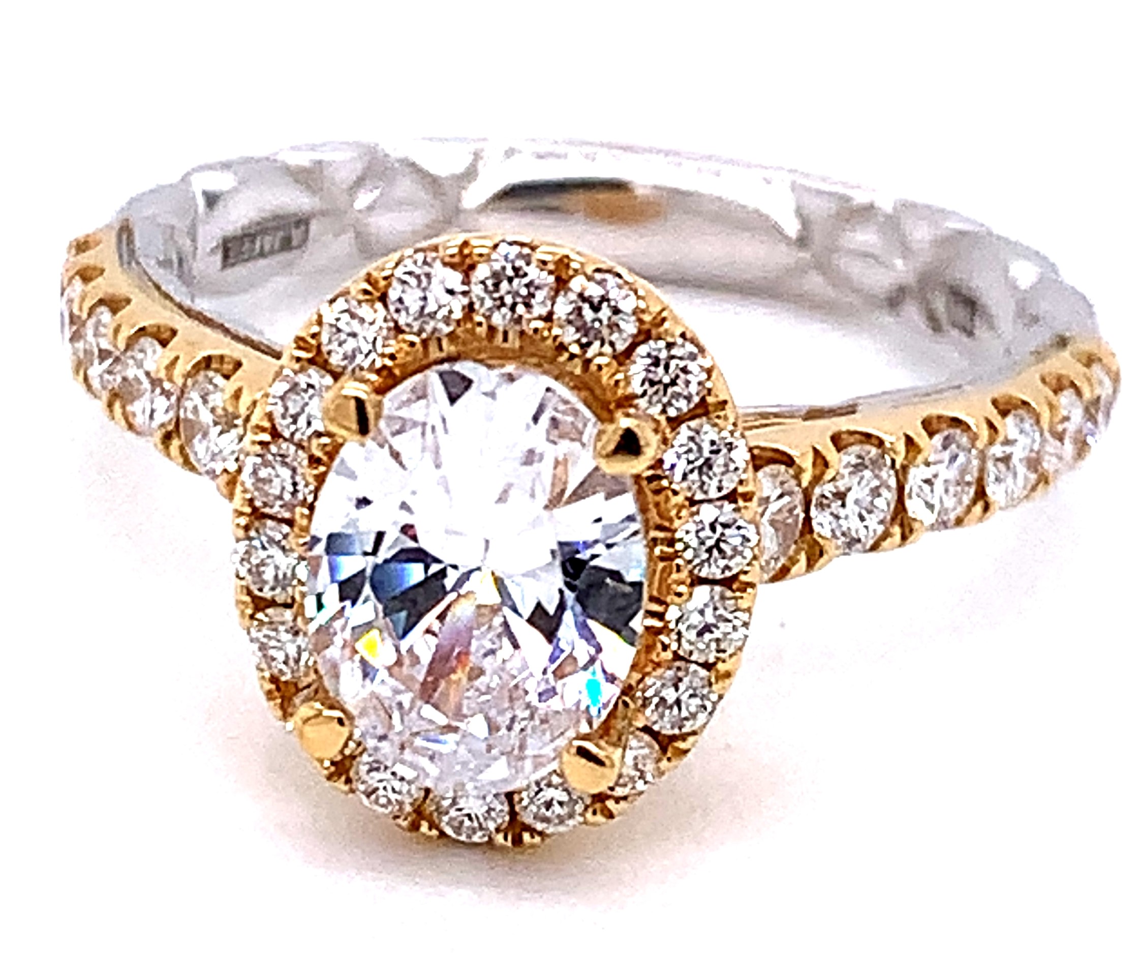 A. Jaffe Cz Center .64cttw 18kt Wg/yg Diamond Semi Mount W/ Diamond Halo And Quilted Shank W/ Vintage Accent For 1.50ct Ov F-h Vs1-vs2 itemprop=