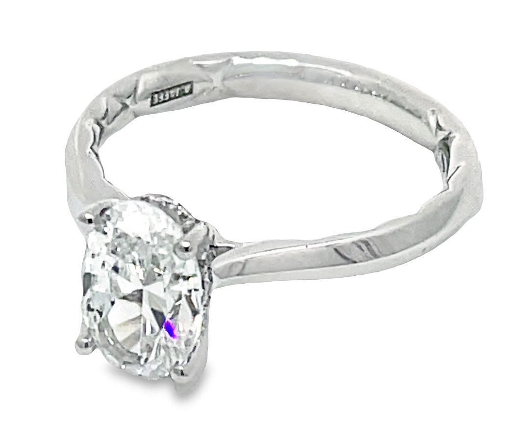 A. Jaffe Cz Center .10 Ctw 18k Wg Diamond Semi Mount W/ Hidden Halo For 4.0ct Ov Ctr F-h Vs1-si1