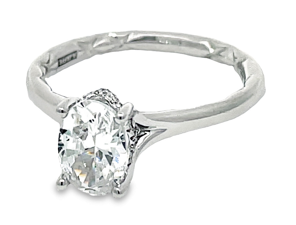 A. Jaffe Cz Center .06 Cttw 18kt Wg Diamond Semi Mount W/ Hidden Halo For 1.0ct Ov Ctr G-h Vs1-vs2