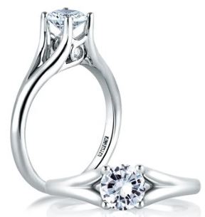A. Jaffe Cz Ctr .02cttw 18kt Wg Diamond Semi Mount For .75ctr Rd G-h Vs1-vs2