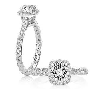 A. Jaffe Cz Center .41cttw 18kt Wg Diamond Semi Mount With Quilted Shank For 1.0ctr F-h Vs1-si1 itemprop=