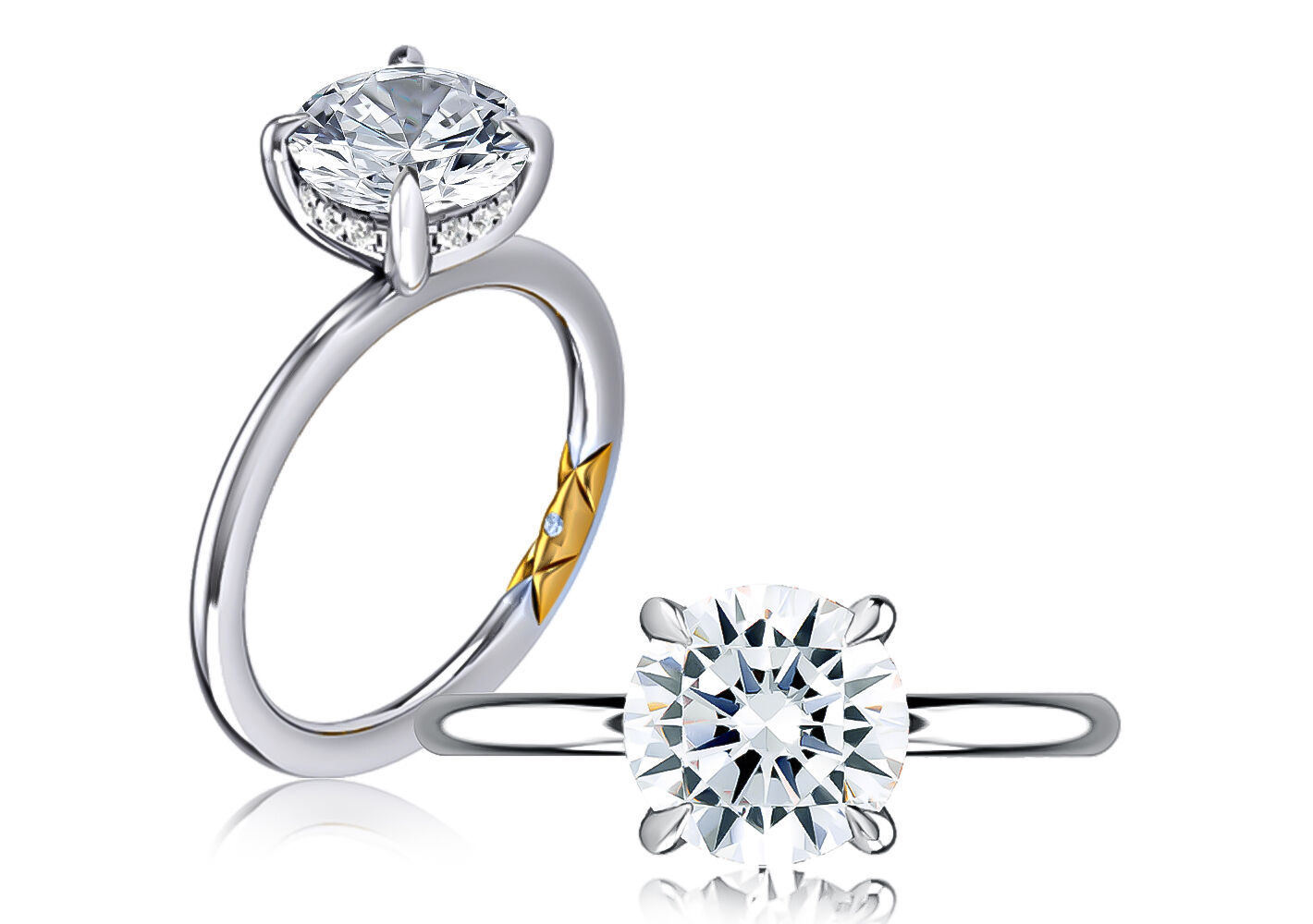 18k White And Rose Gold Solitaire Ring Setting