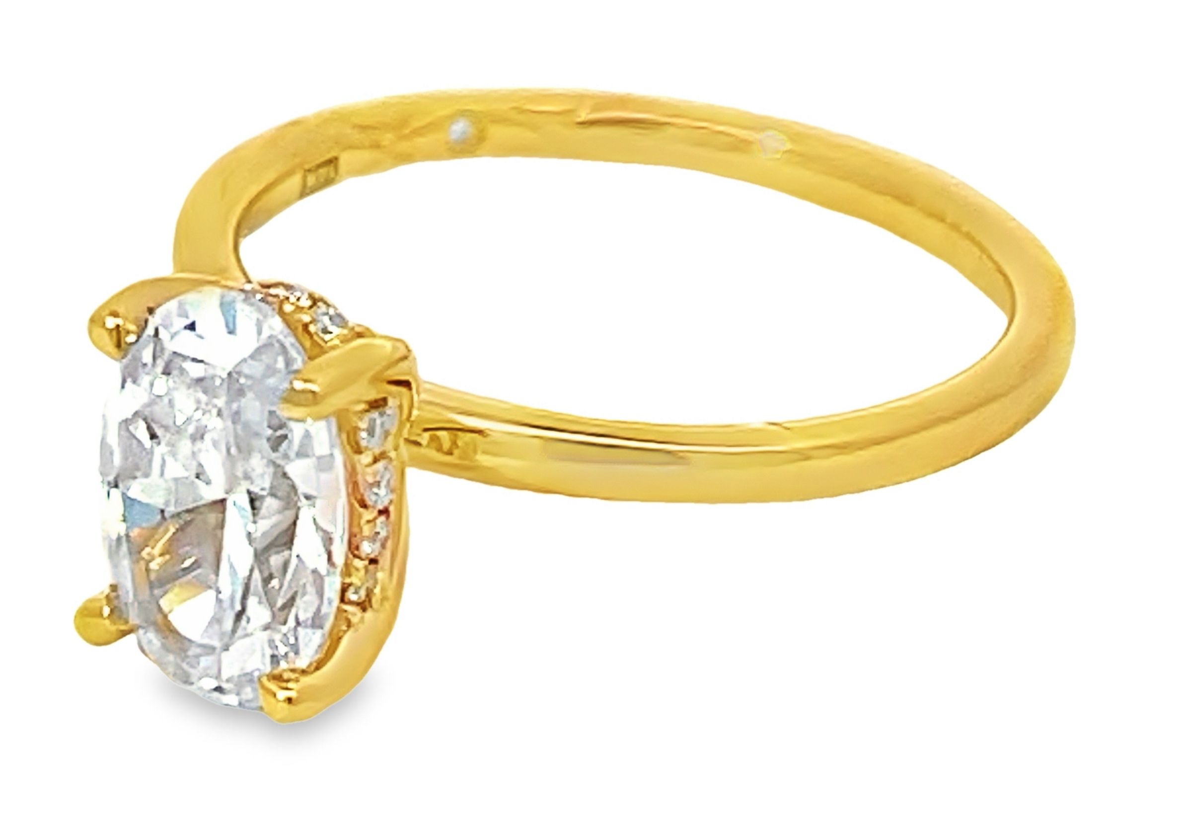 A. Jaffe Cz Center .08 Cttw 18kt Yg Dia Semi Mount W/ Hidden Halo & Quilted Dia Accent For 1.50ct Ov Ctr F-h Vs1-vs2