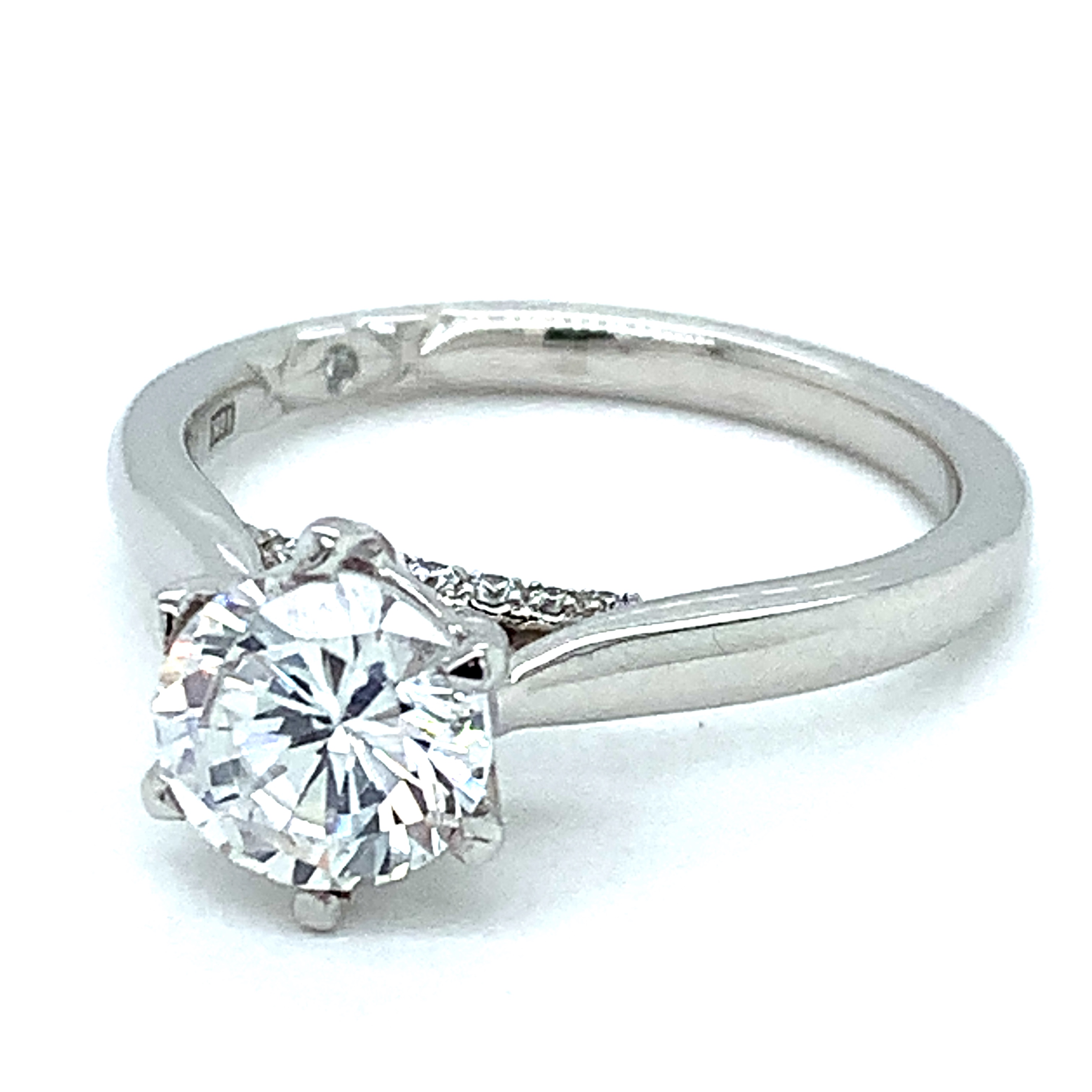A. Jaffe Cz Center .08 Cttw 18kt Wg Dia Semi Mount With Quilted Dia Accent For 1.50ctr Rnd G-h Vs1-vs2