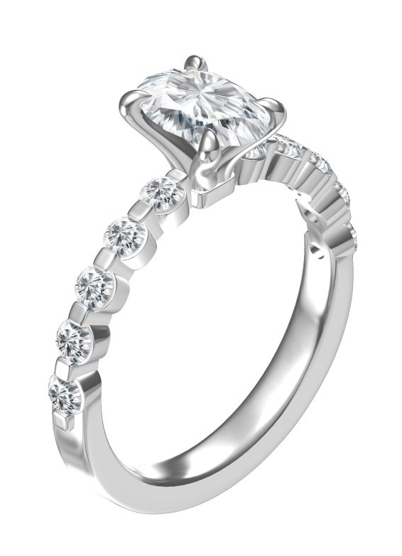A. Jaffe No Sz Cz Center .50cttw 18kt Wg Diamond Semi Mount W/ Bubble Shank For 1.50ct Ov Ctr F-h Vs1-vs2