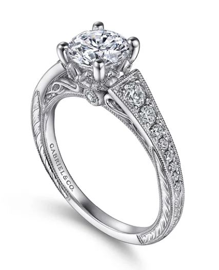 G&c Cz Ctr .41ctw 14k Wg *kathryn* Semi Mount For 1.0ct Ctr And Is Vintage Inspired G-h Vs1-si1 Serial #s1966094 itemprop=