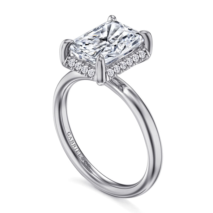 14k White Gold Square Halo Ring Setting