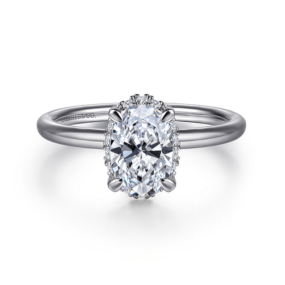 G&c Cz Ctr .08cttw 14kt Wg *seattle* Oval Diamond Semi Mount With Hidden Halo  For 1.0ct Ctr G-h Vs1-vs2 Serial #s1913773