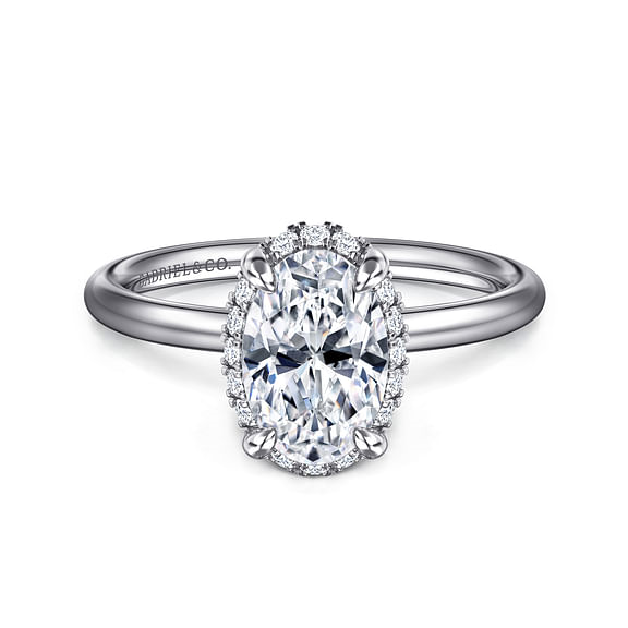 G&c Cz Ctr .09cttw 14kt Wg *seattle* Oval Diamond Semi Mount With Hidden Halo  For 1.5ct Ctr G-h Vs1-vs2 Serial #s1970782