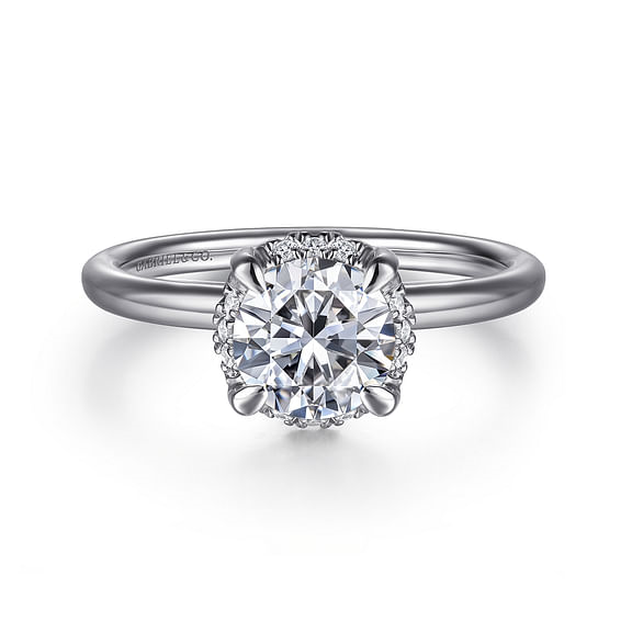 G&c Cz Ctr .06cttw 14kt Wg *seattle* Round Diamond Semi Mount With Hidden Halo  For 1.0ct Ctr G-h Vs1-vs2 Serial #s1972945