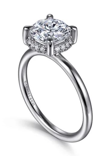 G&c Cz Ctr .08ctw 14k Wg *seattle* Semi Mount For 1.5ct Rd Ctr & Has Hidden Halo F-h Vs1-vs2 Serial #s1970784