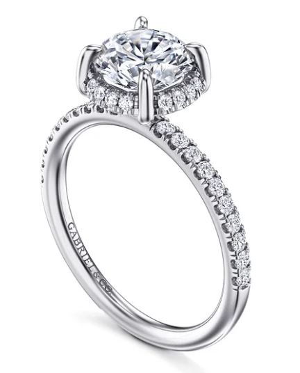 G&c Cz Ctr .29ctw 14k Wg *suede* Semi Mt For 1.5ct Rd Ctr & Has Hidden Halo G-h Vs1-vs2 Serial #s1970746