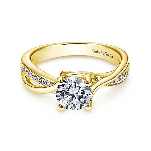 G&c Cz Ctr .15cttw 14kt Yg *aleesa* Round Diamond Semi Mount With Twisted Shank For 1.0ctr G-i Vs1-vs2 Serial #s1966071