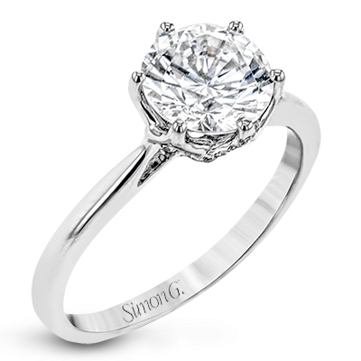 Round Solitaire Diamond Semi-mount Ring With Hidden Diamond Accents On Crown itemprop=