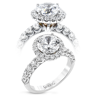 Round Diamond Semi-mount Ring With Halo & Milgrain Accents itemprop=